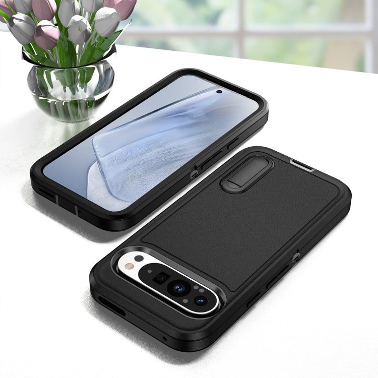 For Google Pixel 9 Rugged PC + Silicone Phone Case with Holder