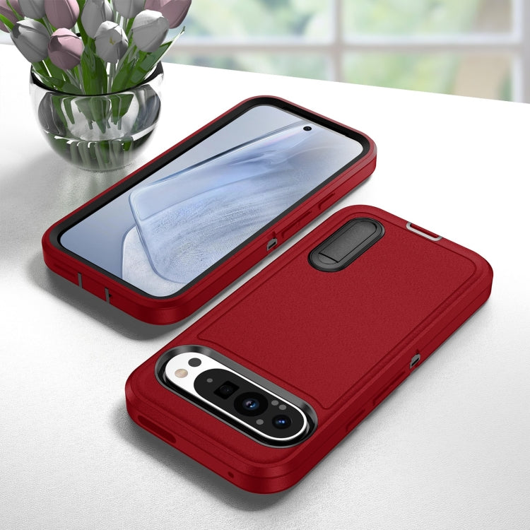 For Google Pixel 9 Rugged PC + Silicone Phone Case with Holder