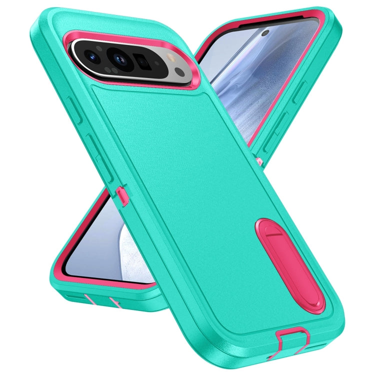For Google Pixel 9 Rugged PC + Silicone Phone Case with Holder