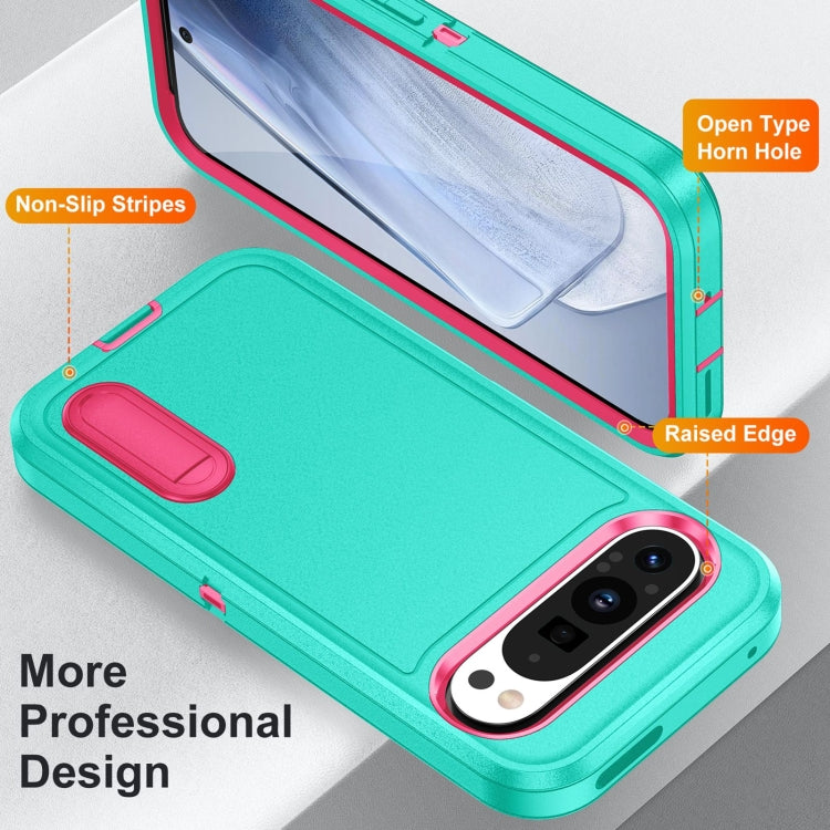 For Google Pixel 9 Rugged PC + Silicone Phone Case with Holder