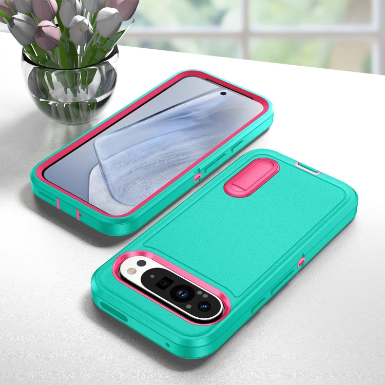 For Google Pixel 9 Rugged PC + Silicone Phone Case with Holder