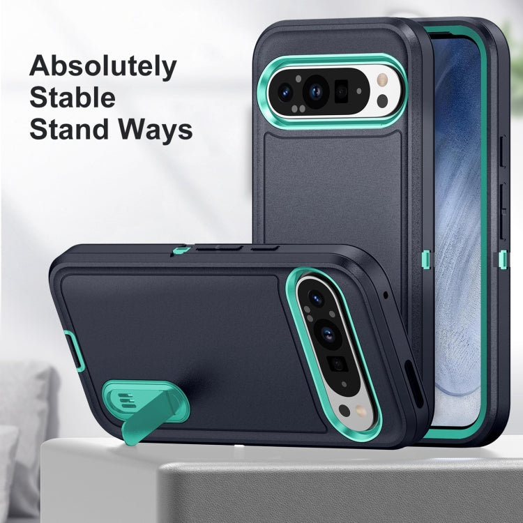 For Google Pixel 9 Rugged PC + Silicone Phone Case with Holder