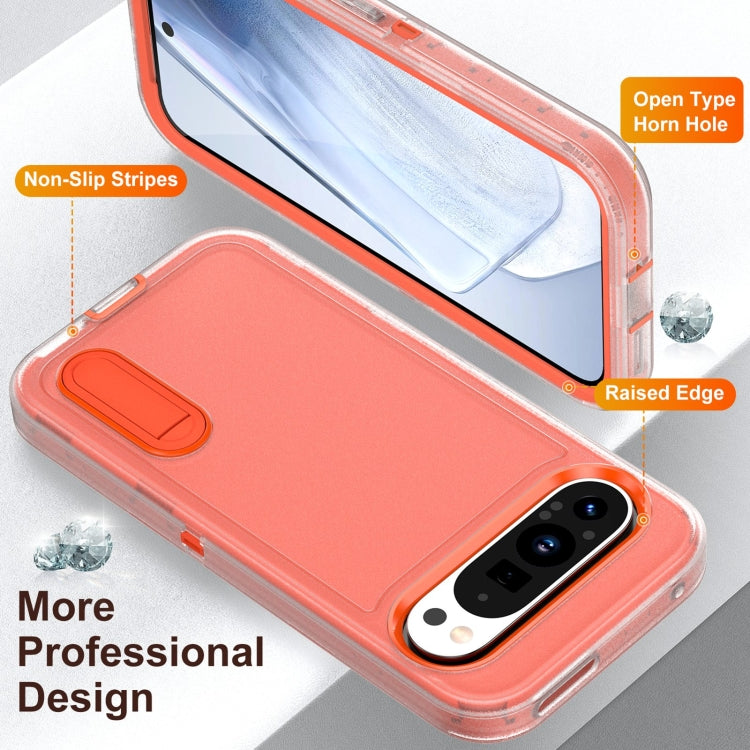 For Google Pixel 9 Rugged PC + Silicone Phone Case with Holder