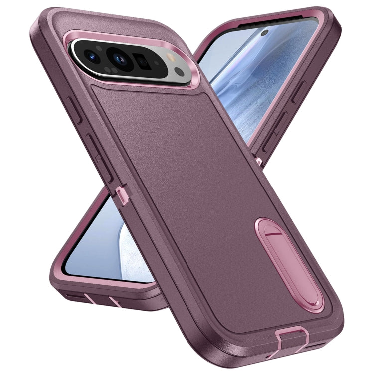For Google Pixel 9 Rugged PC + Silicone Phone Case with Holder