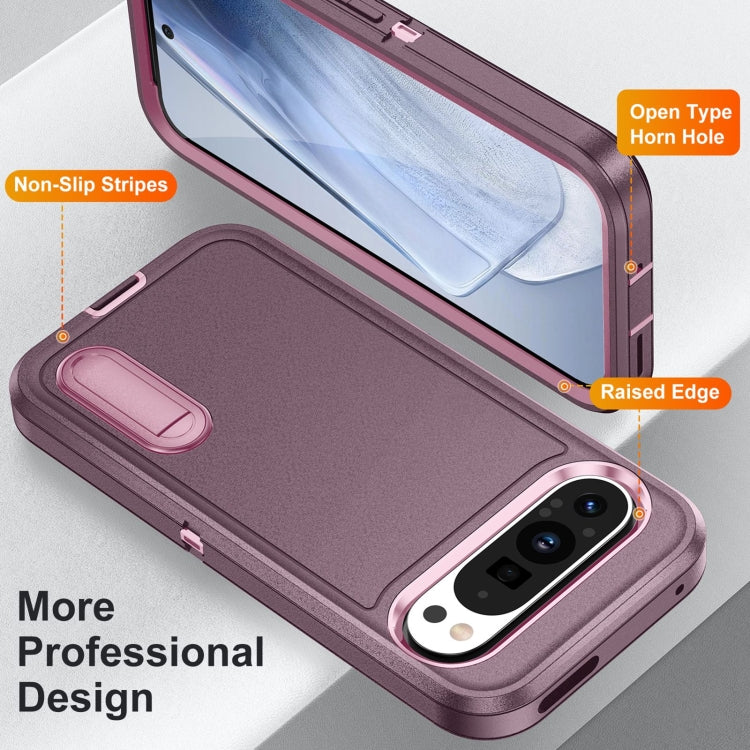 For Google Pixel 9 Rugged PC + Silicone Phone Case with Holder