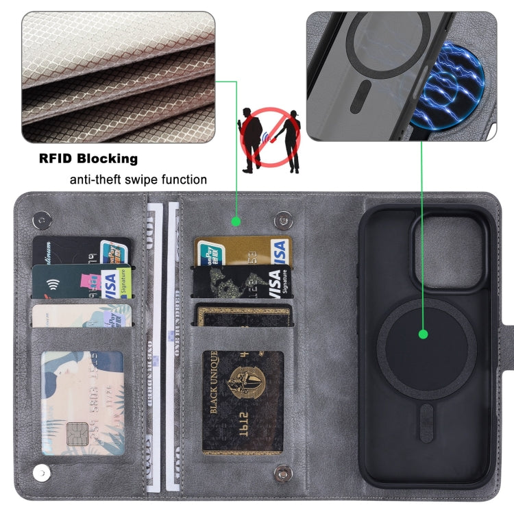 For iPhone 16 Pro ViLi GVA Series MagSafe Magnetic RFID Leather Phone Case