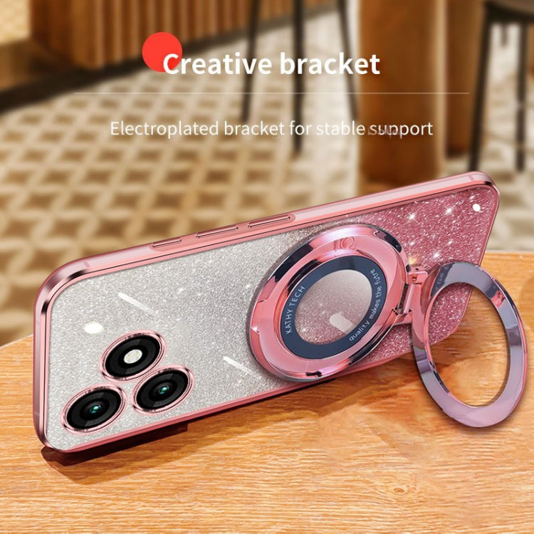 For Itel A70 Plated Gradient Glitter Round Holder TPU Phone Case