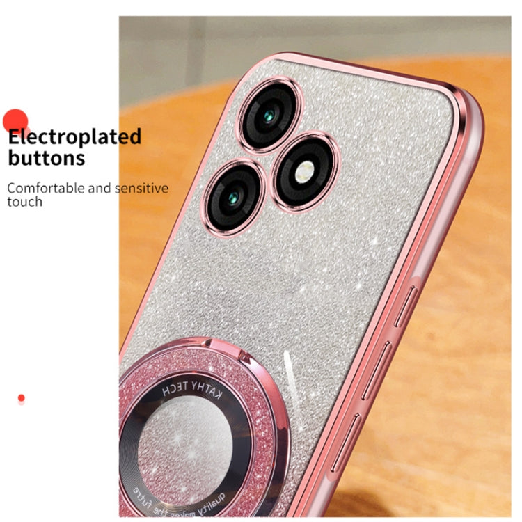 For Itel A70 Plated Gradient Glitter Round Holder TPU Phone Case