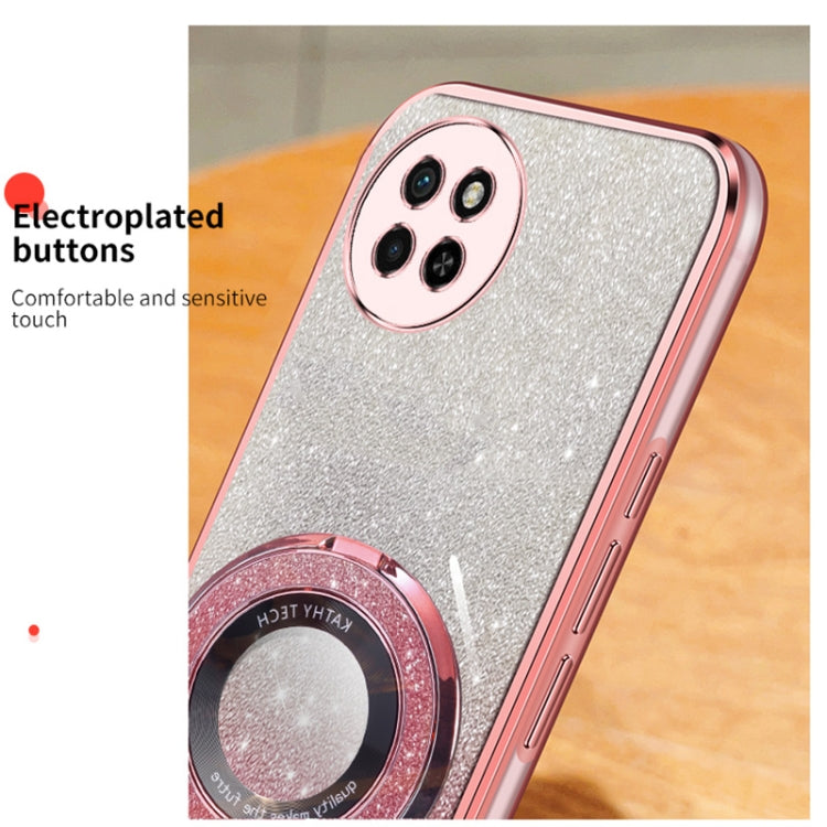 For Itel P40 Plated Gradient Glitter Round Holder TPU Phone Case