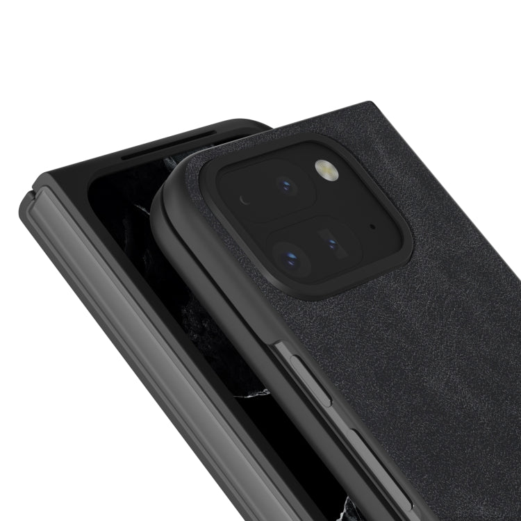 For Google Pixel 9 Pro Fold Black Frame PU Leather Full Coverage Phone Case