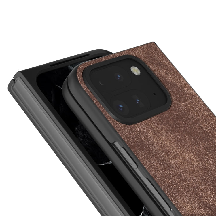 For Google Pixel 9 Pro Fold Black Frame PU Leather Full Coverage Phone Case
