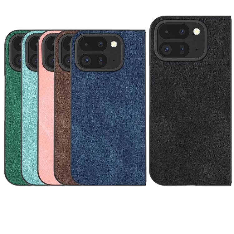 For Google Pixel 9 Pro Fold Black Frame PU Leather Full Coverage Phone Case