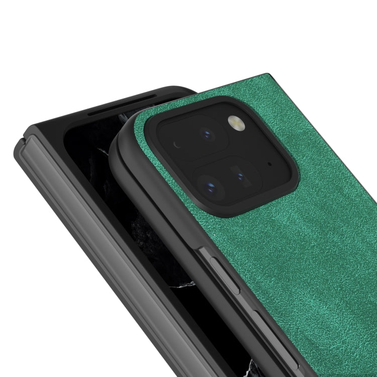 For Google Pixel 9 Pro Fold Black Frame PU Leather Full Coverage Phone Case