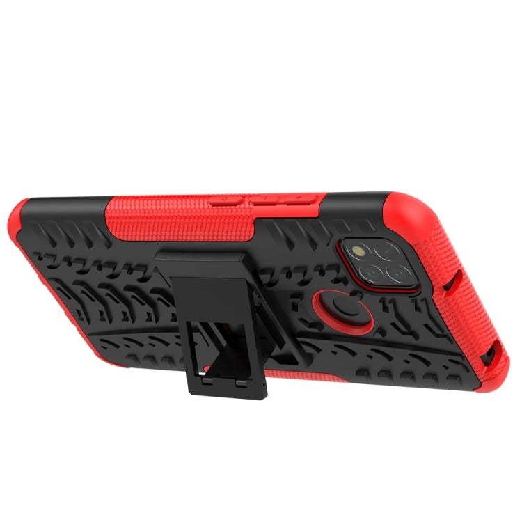 For Xiaomi Redmi 9C Tire Texture Shockproof TPU + PC Protective Case with Holder