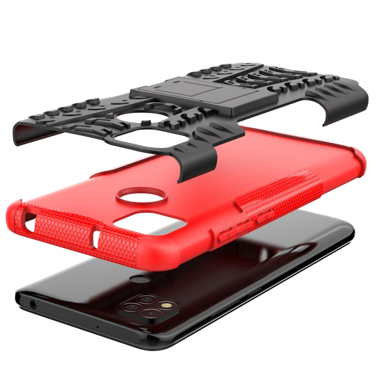 For Xiaomi Redmi 9C Tire Texture Shockproof TPU + PC Protective Case with Holder