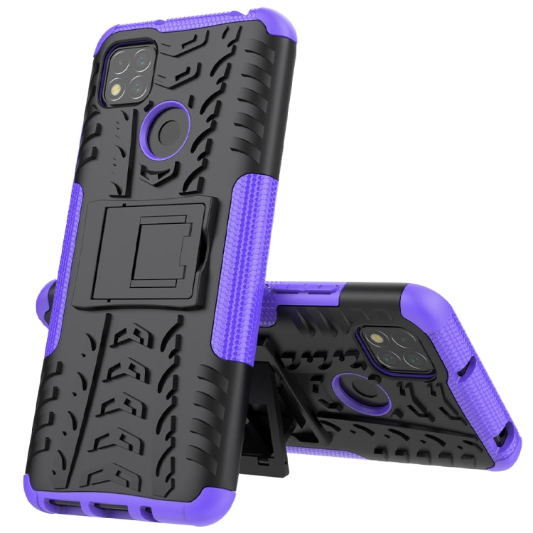 For Xiaomi Redmi 9C Tire Texture Shockproof TPU + PC Protective Case with Holder