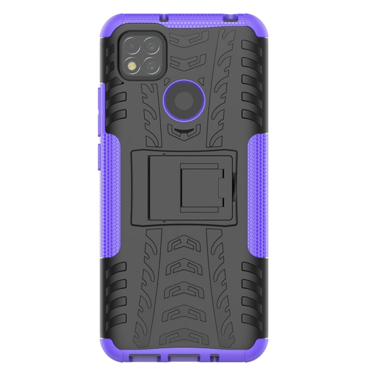 For Xiaomi Redmi 9C Tire Texture Shockproof TPU + PC Protective Case with Holder