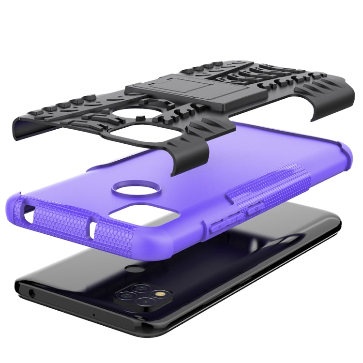 For Xiaomi Redmi 9C Tire Texture Shockproof TPU + PC Protective Case with Holder