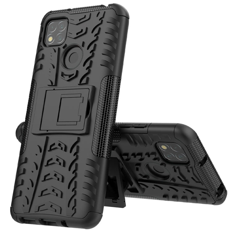 For Xiaomi Redmi 9C Tire Texture Shockproof TPU + PC Protective Case with Holder