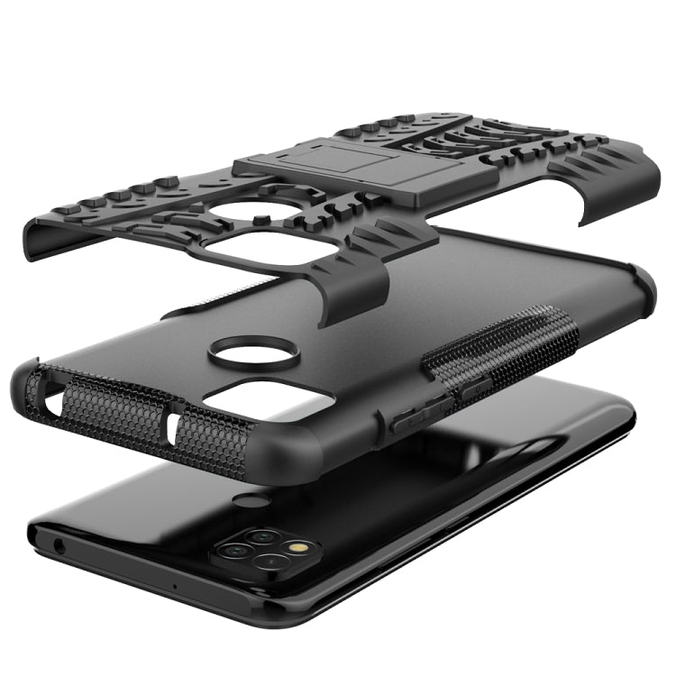 For Xiaomi Redmi 9C Tire Texture Shockproof TPU + PC Protective Case with Holder