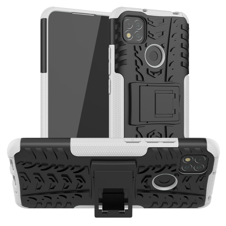 For Xiaomi Redmi 9C Tire Texture Shockproof TPU + PC Protective Case with Holder