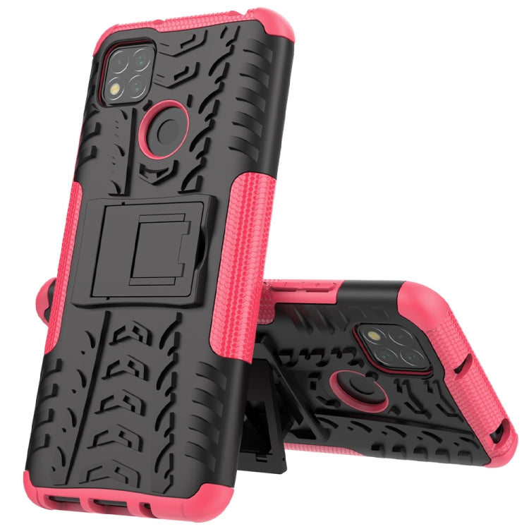 For Xiaomi Redmi 9C Tire Texture Shockproof TPU + PC Protective Case with Holder