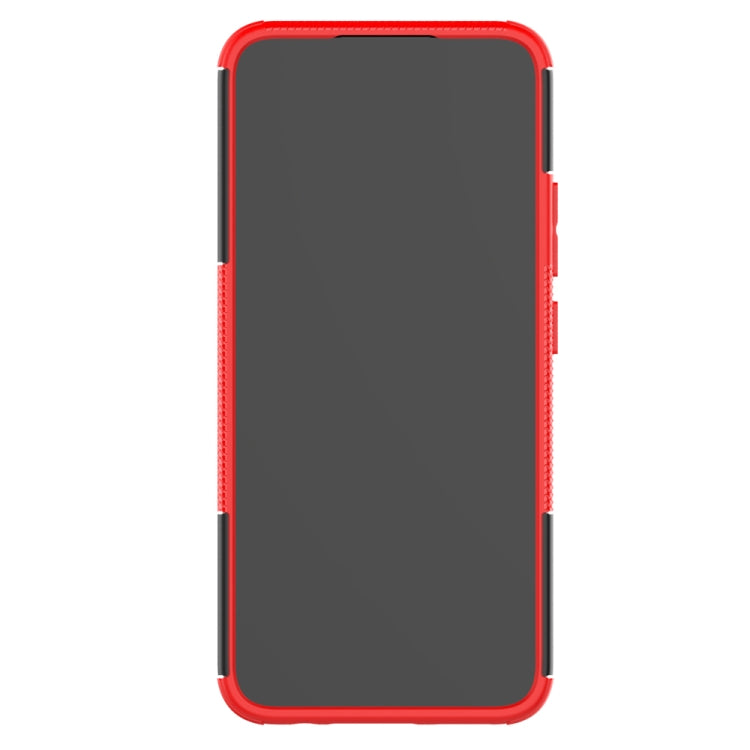 For OPPO Realme C15 Tire Texture Shockproof TPU + PC Protective Case with Holder