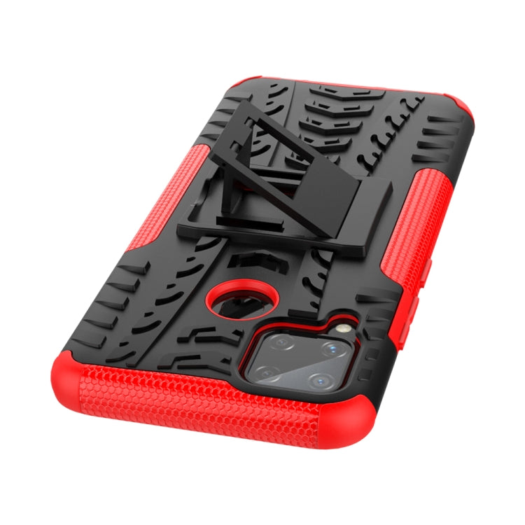 For OPPO Realme C15 Tire Texture Shockproof TPU + PC Protective Case with Holder