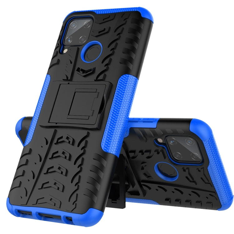 For OPPO Realme C15 Tire Texture Shockproof TPU + PC Protective Case with Holder