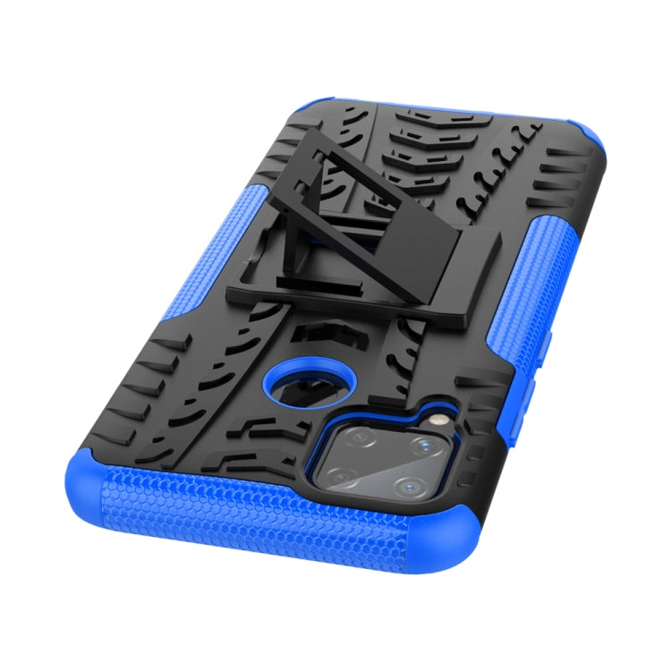 For OPPO Realme C15 Tire Texture Shockproof TPU + PC Protective Case with Holder