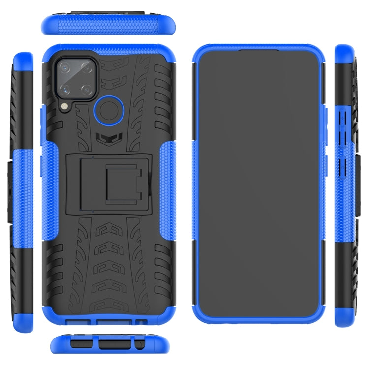 For OPPO Realme C15 Tire Texture Shockproof TPU + PC Protective Case with Holder