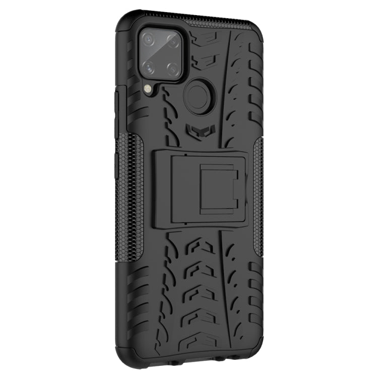 For OPPO Realme C15 Tire Texture Shockproof TPU + PC Protective Case with Holder