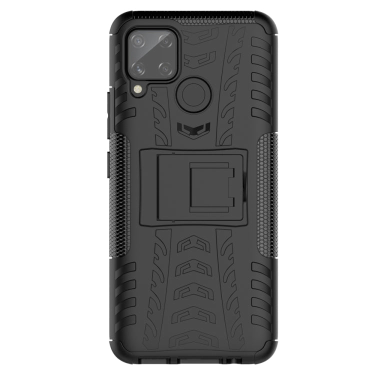 For OPPO Realme C15 Tire Texture Shockproof TPU + PC Protective Case with Holder