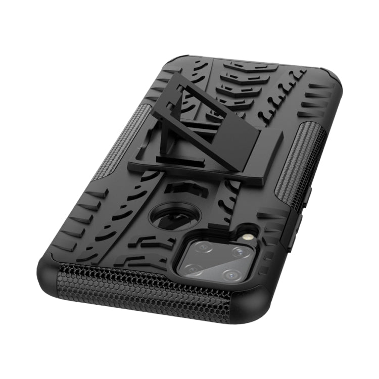 For OPPO Realme C15 Tire Texture Shockproof TPU + PC Protective Case with Holder