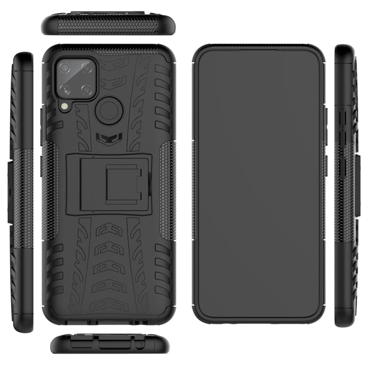 For OPPO Realme C15 Tire Texture Shockproof TPU + PC Protective Case with Holder