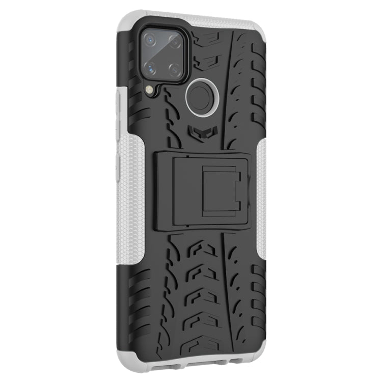 For OPPO Realme C15 Tire Texture Shockproof TPU + PC Protective Case with Holder