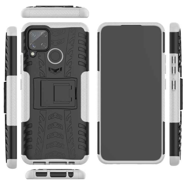 For OPPO Realme C15 Tire Texture Shockproof TPU + PC Protective Case with Holder
