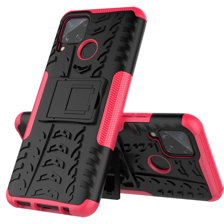 For OPPO Realme C15 Tire Texture Shockproof TPU + PC Protective Case with Holder