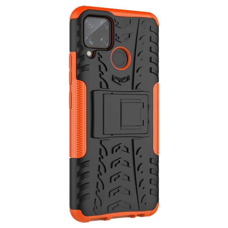 For OPPO Realme C15 Tire Texture Shockproof TPU + PC Protective Case with Holder