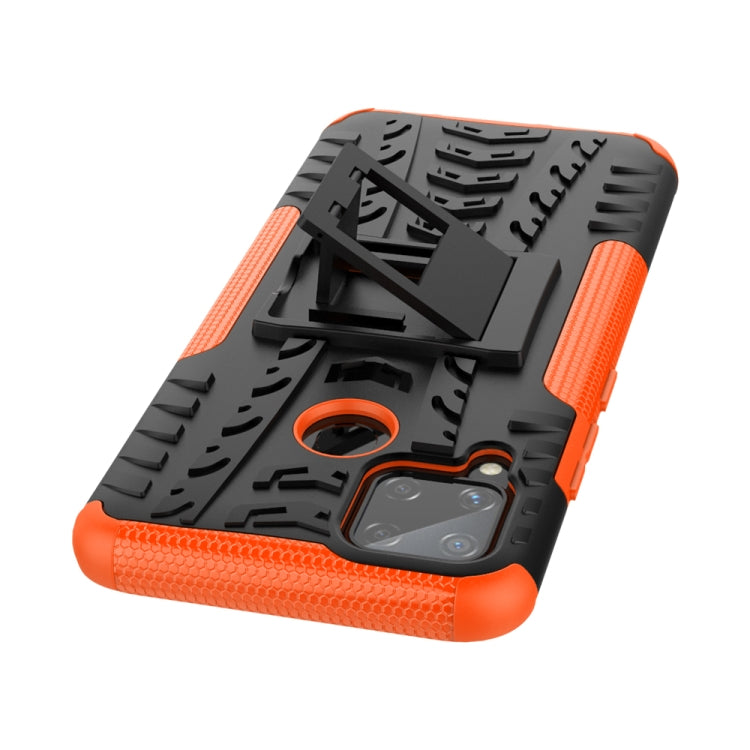 For OPPO Realme C15 Tire Texture Shockproof TPU + PC Protective Case with Holder