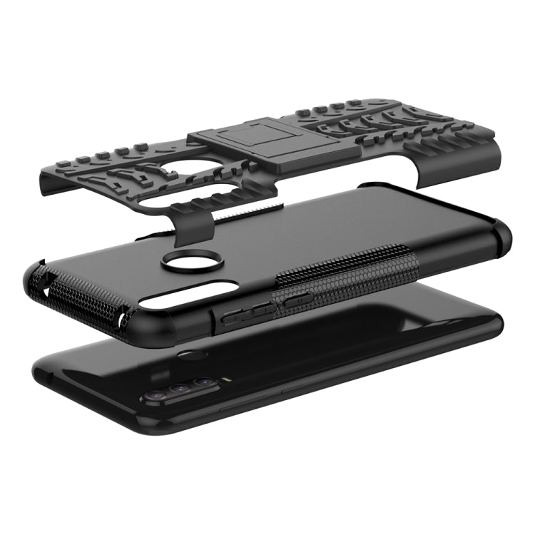 For Alcatel 3L (2020) Tire Texture Shockproof TPU + PC Protective Case with Holder