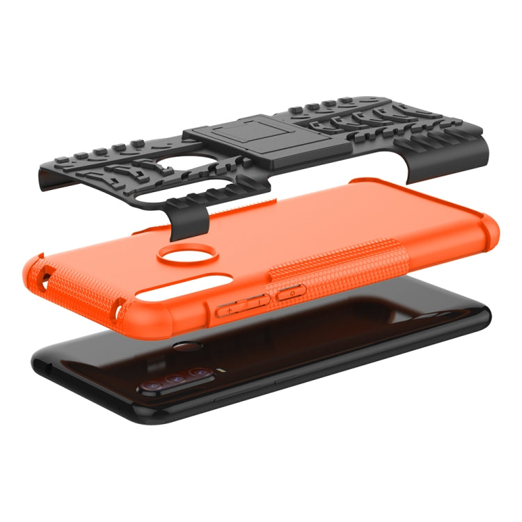 For Alcatel 3L (2020) Tire Texture Shockproof TPU + PC Protective Case with Holder