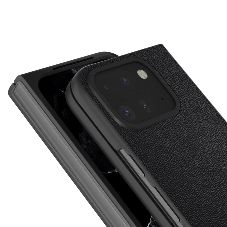 For Google Pixel 9 Pro Fold ABEEL Genuine Leather Elegant Black Edge Phone Case