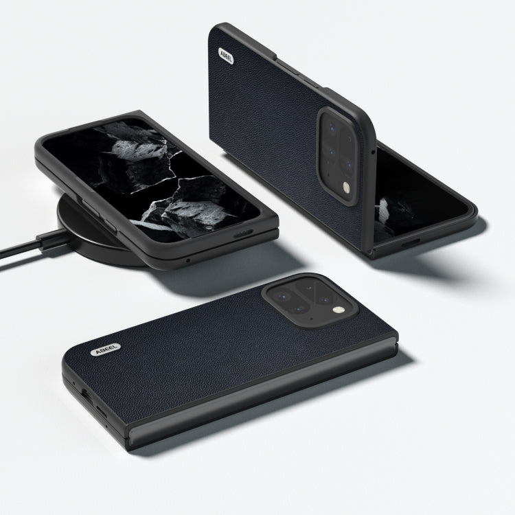 For Google Pixel 9 Pro Fold ABEEL Genuine Leather Elegant Black Edge Phone Case