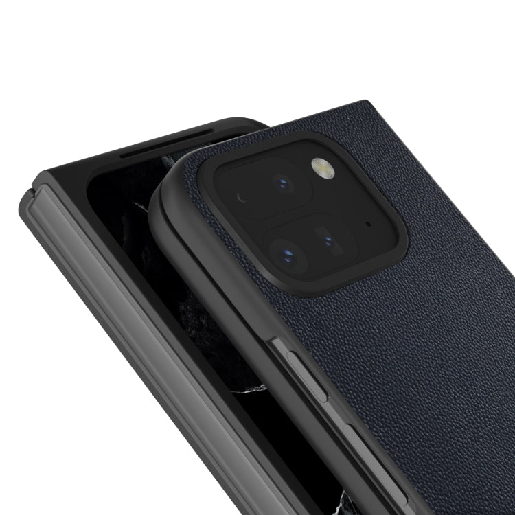 For Google Pixel 9 Pro Fold ABEEL Genuine Leather Elegant Black Edge Phone Case