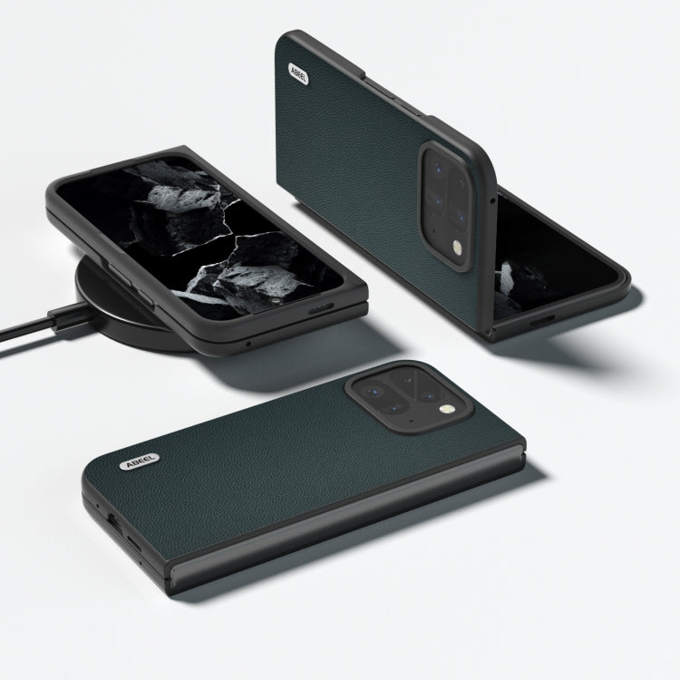 For Google Pixel 9 Pro Fold ABEEL Genuine Leather Elegant Black Edge Phone Case