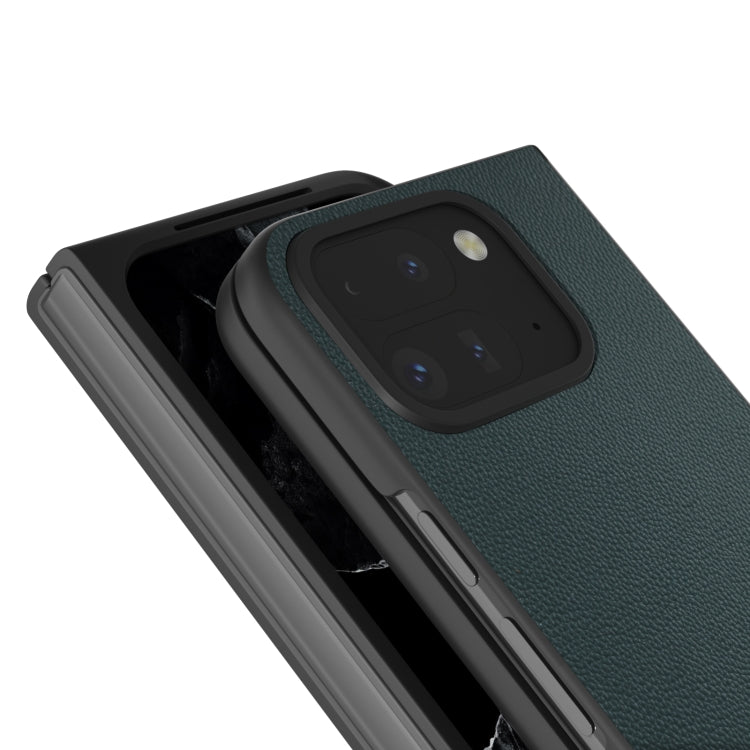 For Google Pixel 9 Pro Fold ABEEL Genuine Leather Elegant Black Edge Phone Case