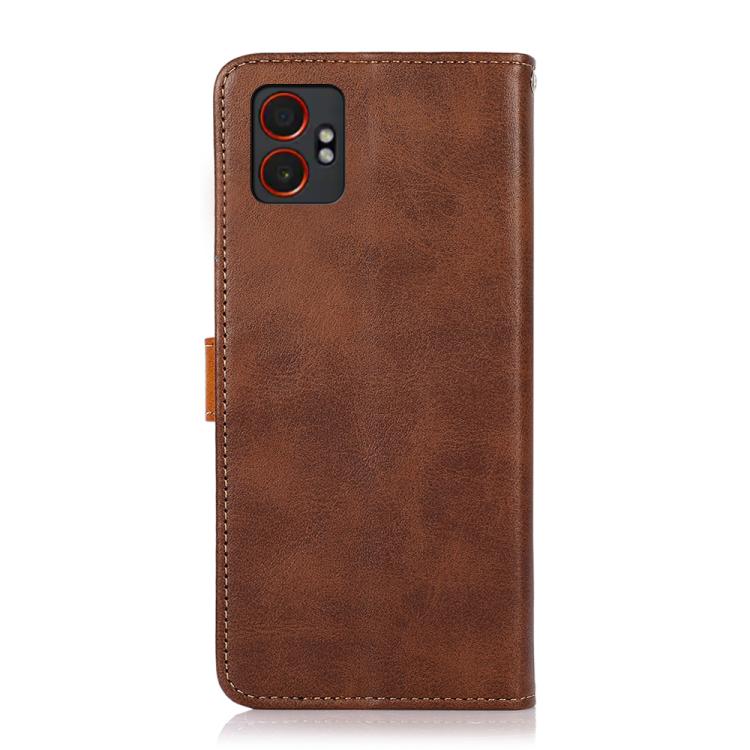 For Samsung Galaxy XCover7 Pro KHAZNEH Dual-color Cowhide Texture Flip Leather Phone Case