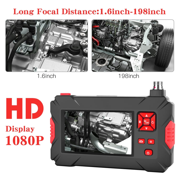 P30 8mm 1080P IP68 Waterproof 4.3 inch Screen Dual Camera Digital Endoscope, Length:5m Hard Cable(Black)