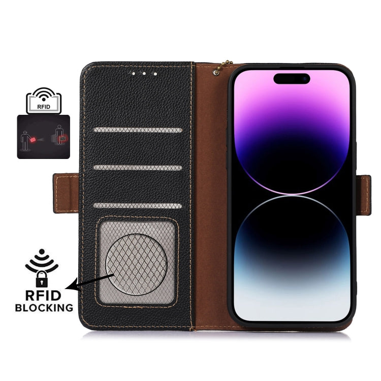 For Samsung Galaxy M35 Genuine Leather Mino Magnetic RFID Leather Phone Case